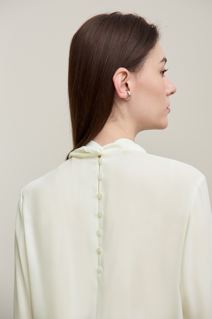 Stand Collar Tie Chiffon Blouse