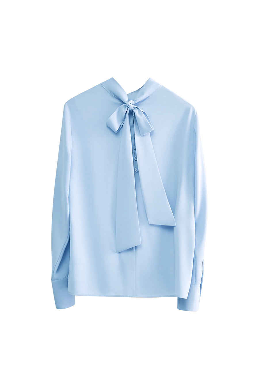 Stand Collar Tie Chiffon Blouse