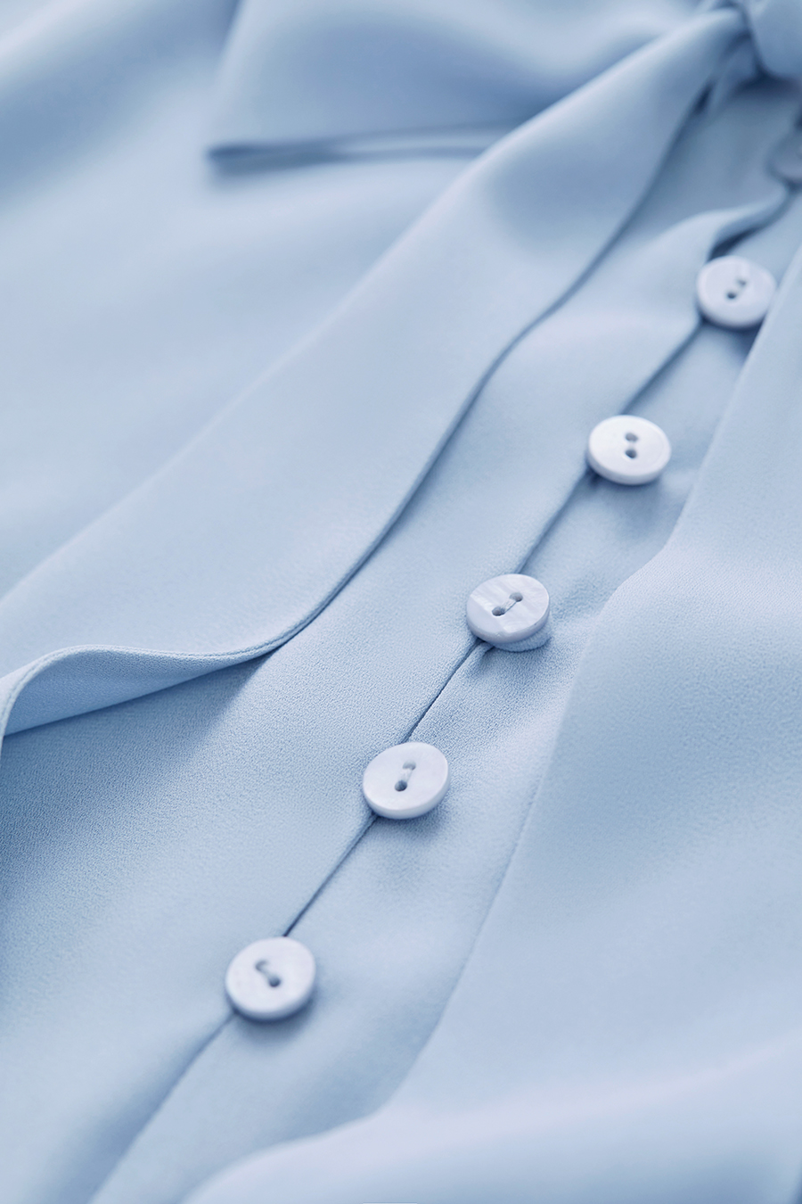 Stand Collar Tie Chiffon Blouse