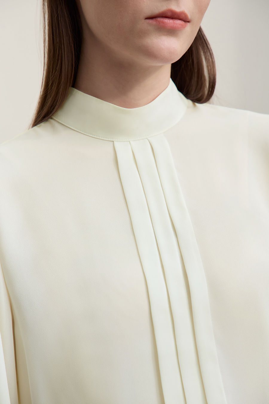 Stand Collar Tie Chiffon Blouse