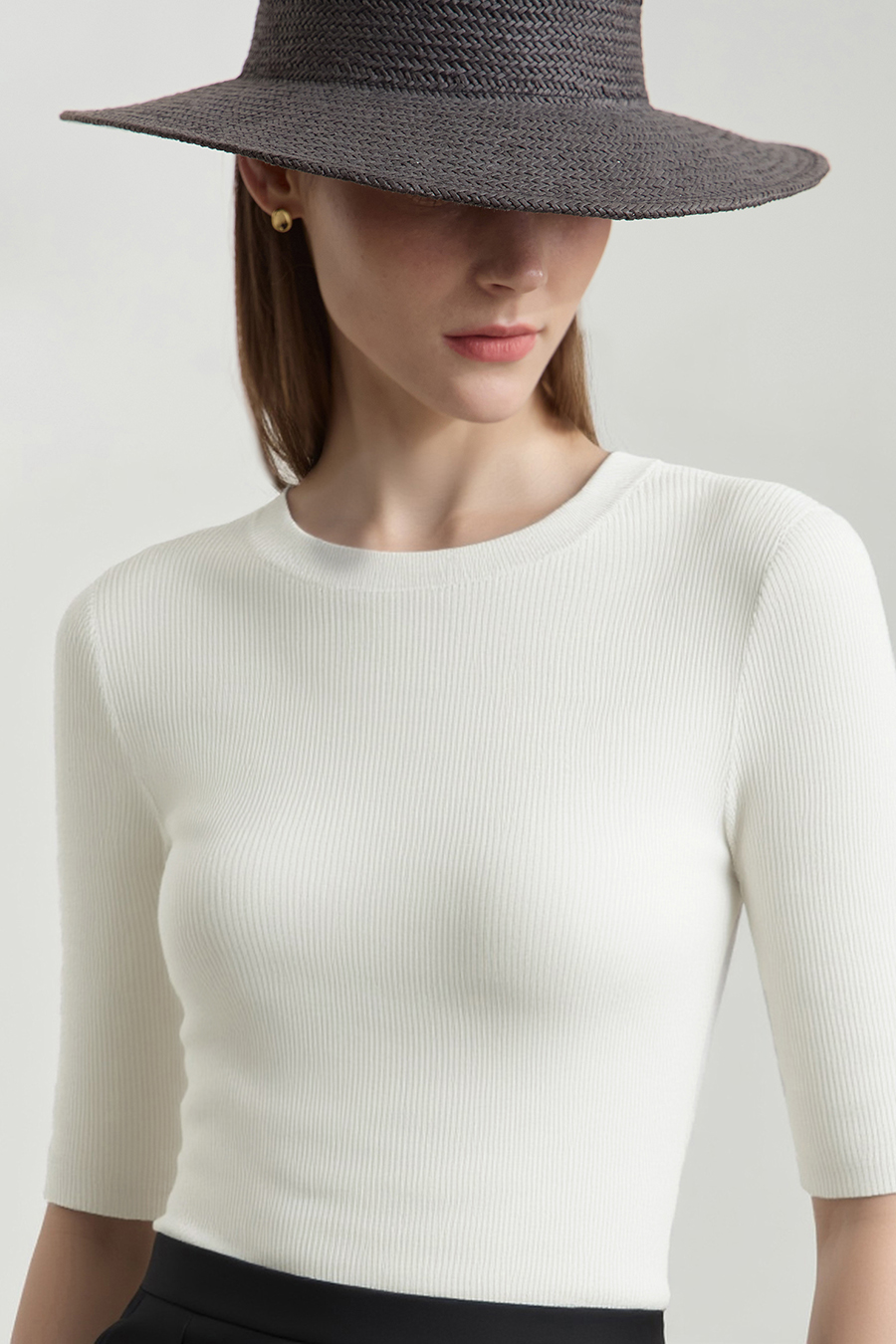 Crew Neck Half Sleeve Knit Top