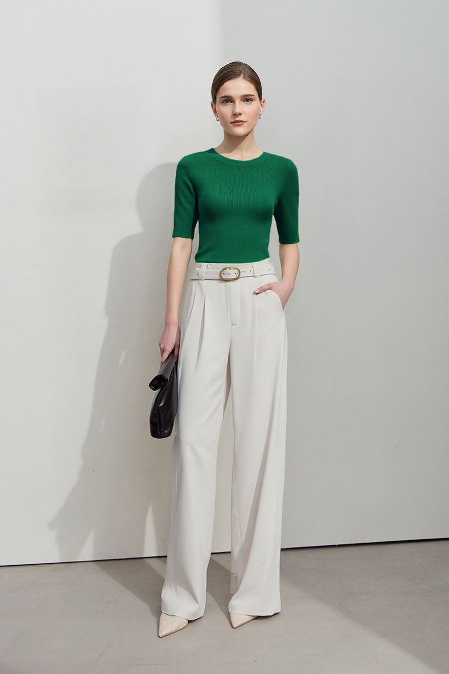 Crew Neck Half Sleeve Knit Top