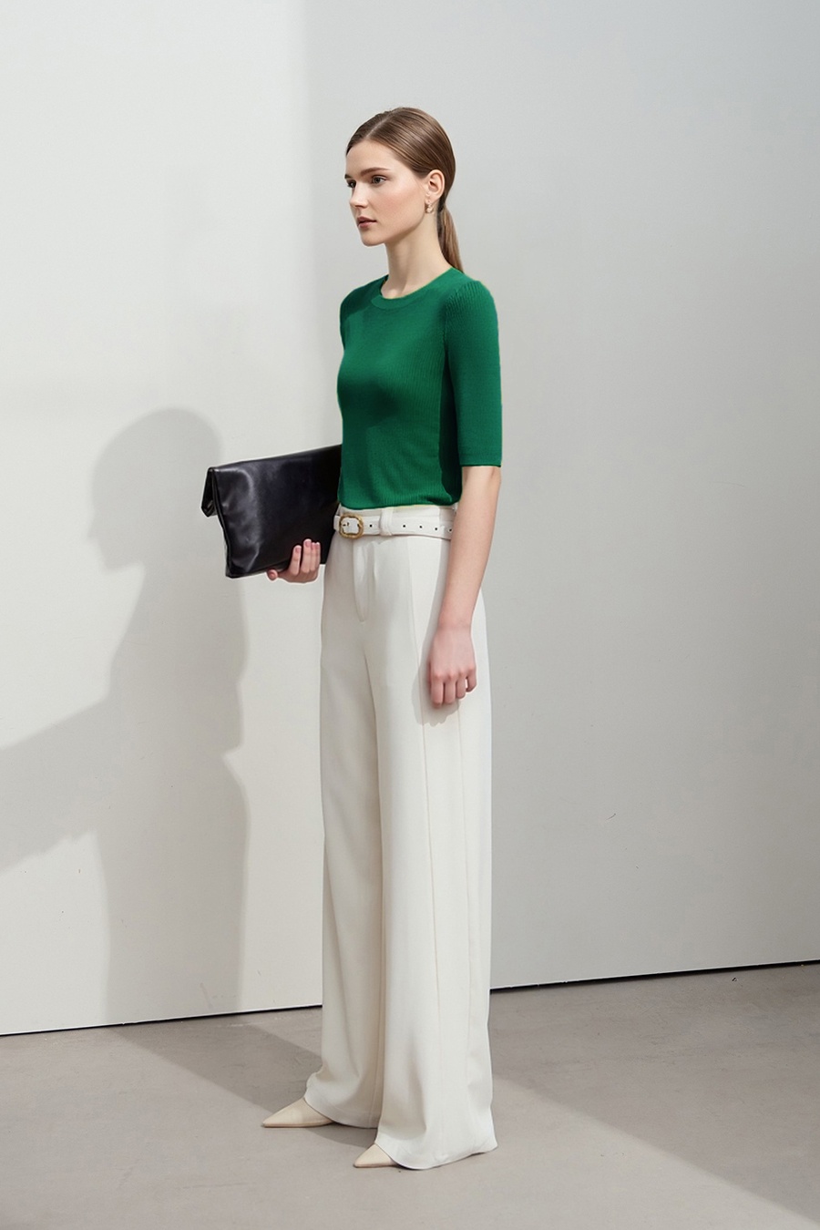 Crew Neck Half Sleeve Knit Top