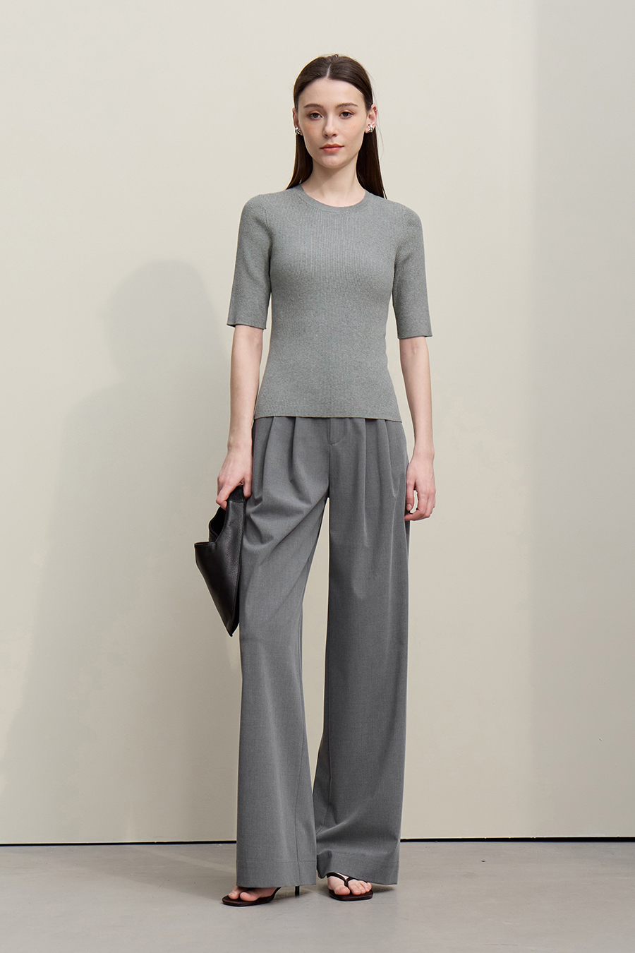 Crew Neck Half Sleeve Knit Top