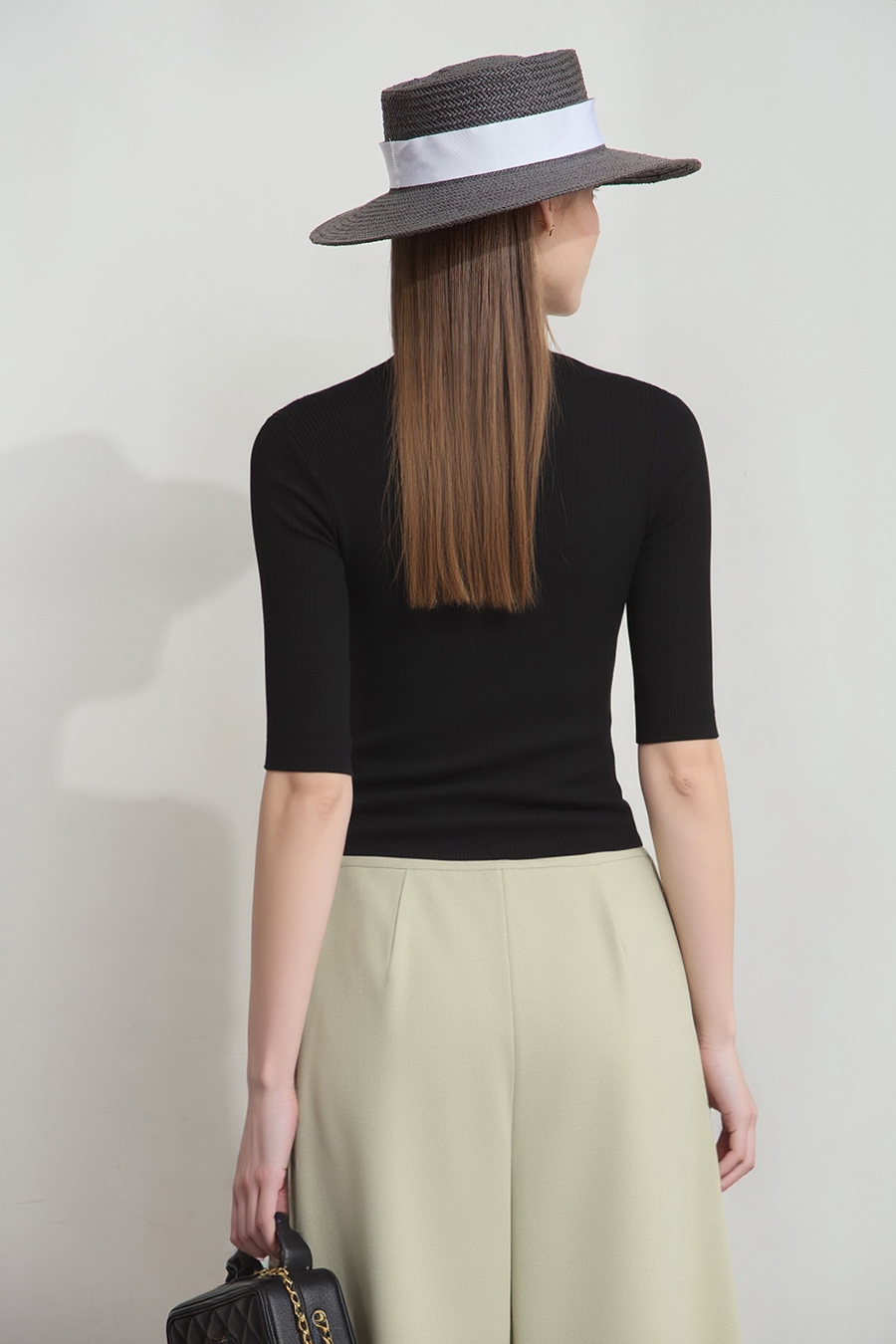 Crew Neck Half Sleeve Knit Top