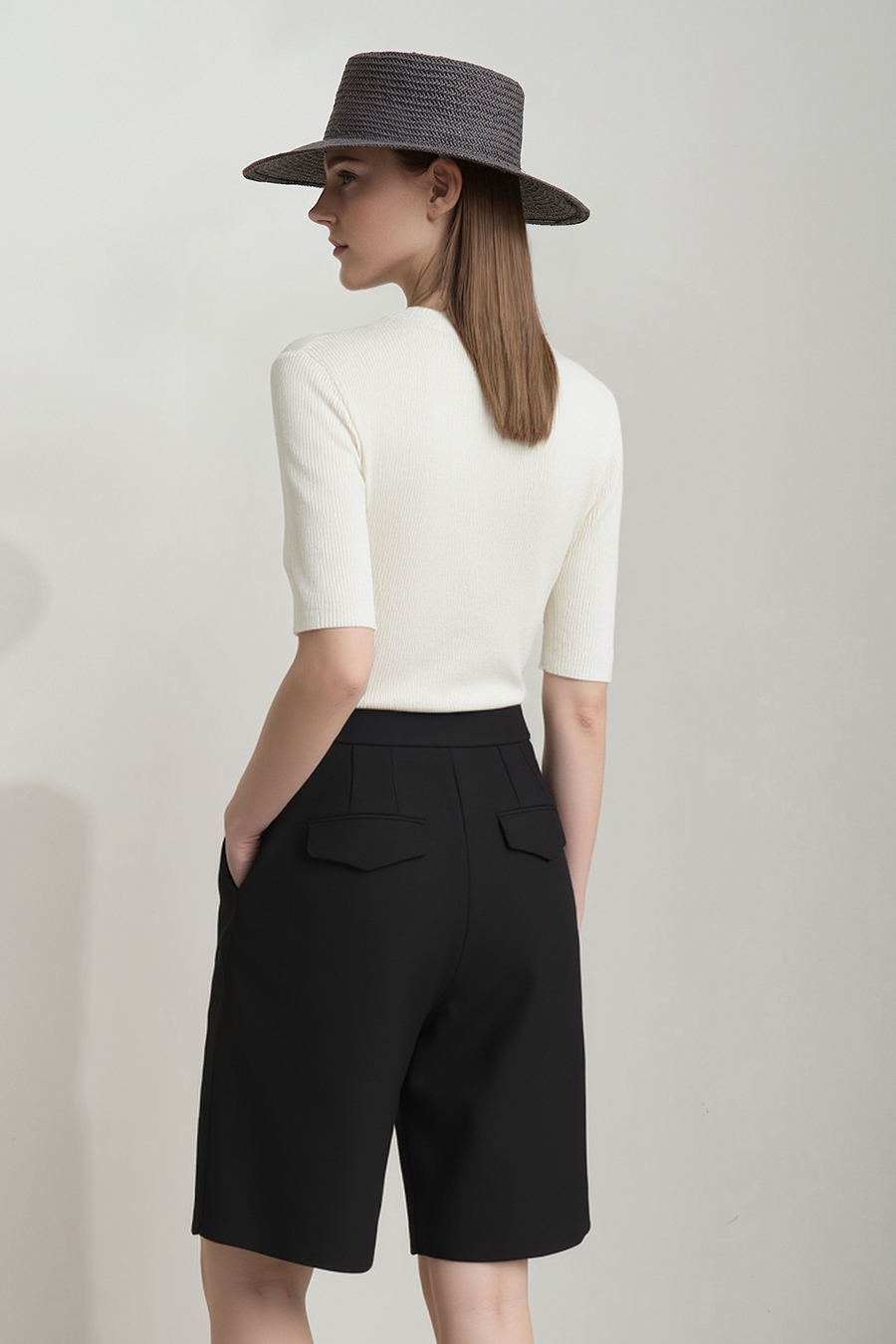 Crew Neck Half Sleeve Knit Top