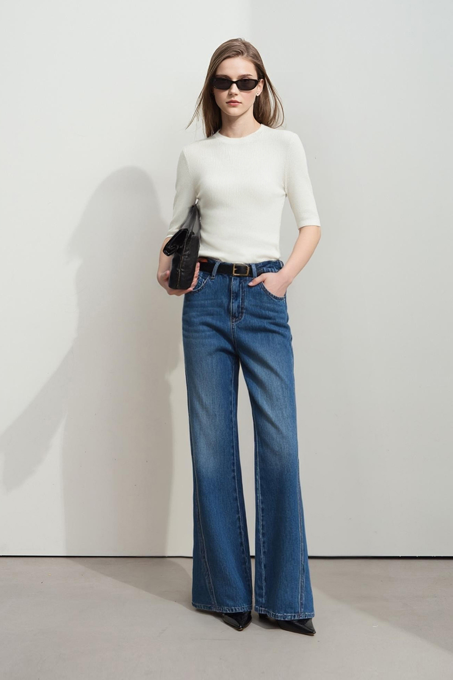 Crew Neck Half Sleeve Knit Top