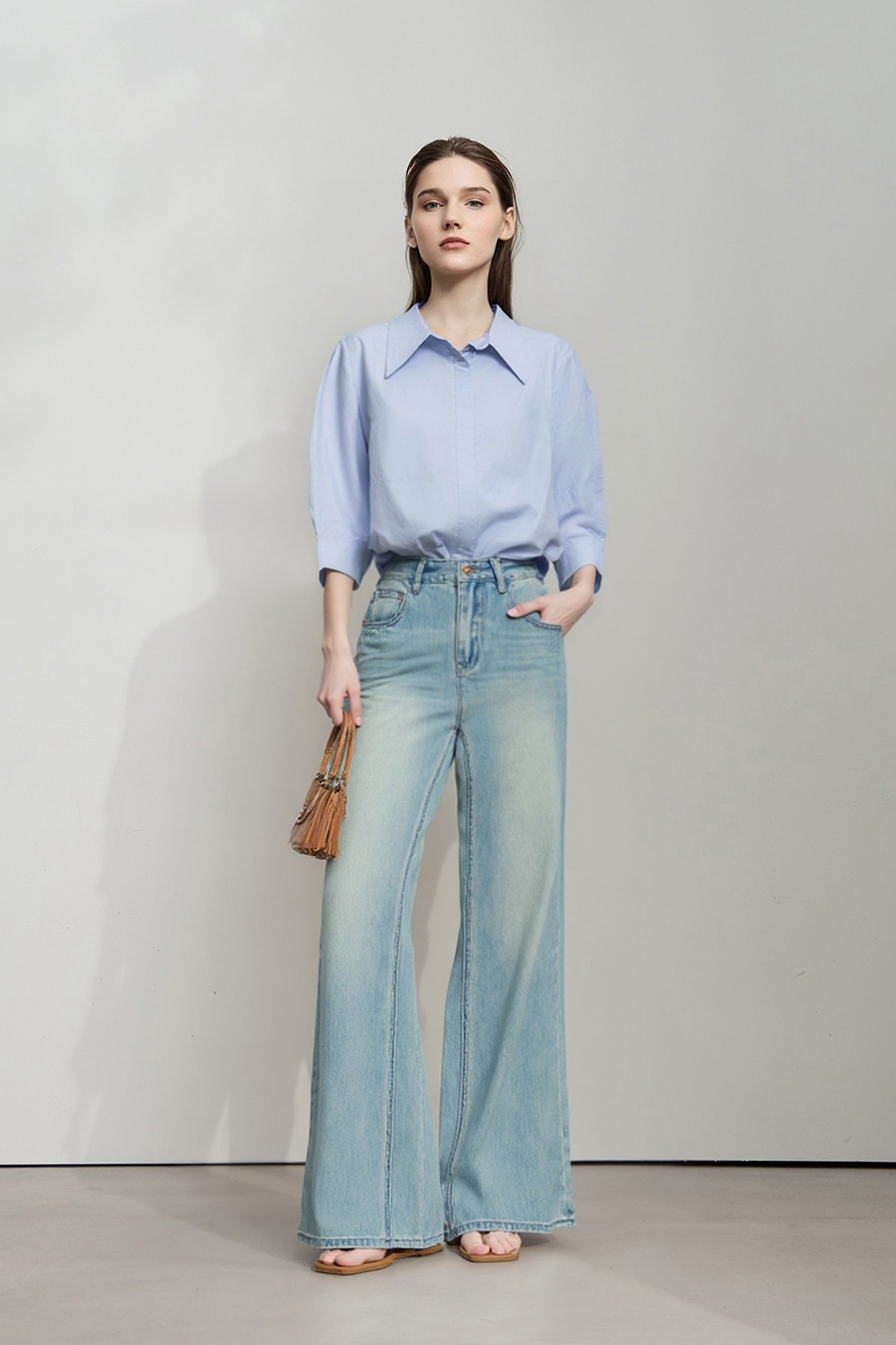 Sharp Lapel Cotton Shirt