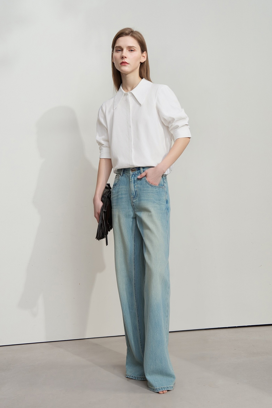 Sharp Lapel Cotton Shirt