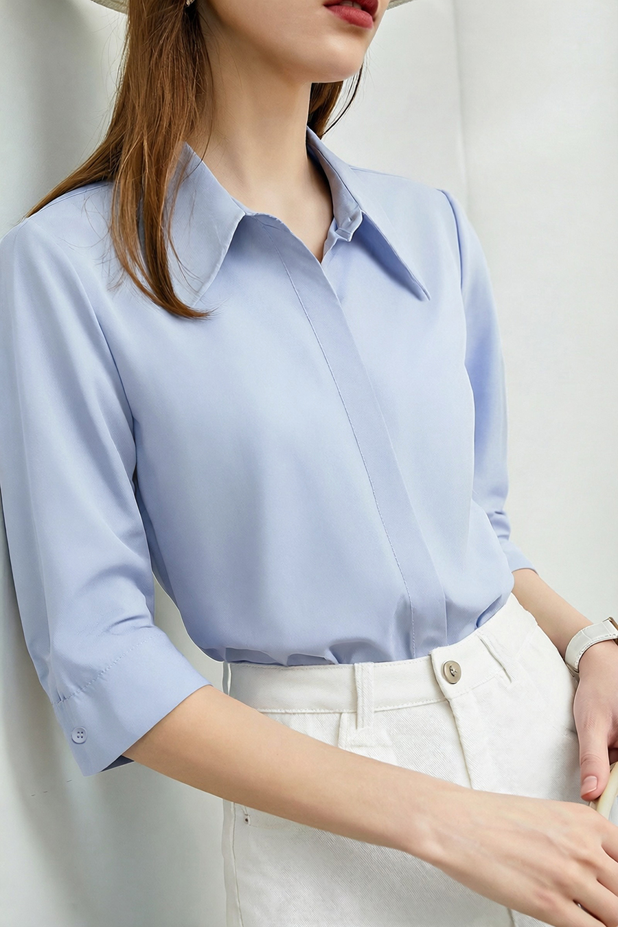 Sharp Lapel Cotton Shirt