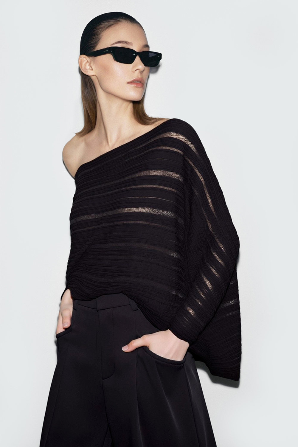 Hollow Stripe Knit Sweater