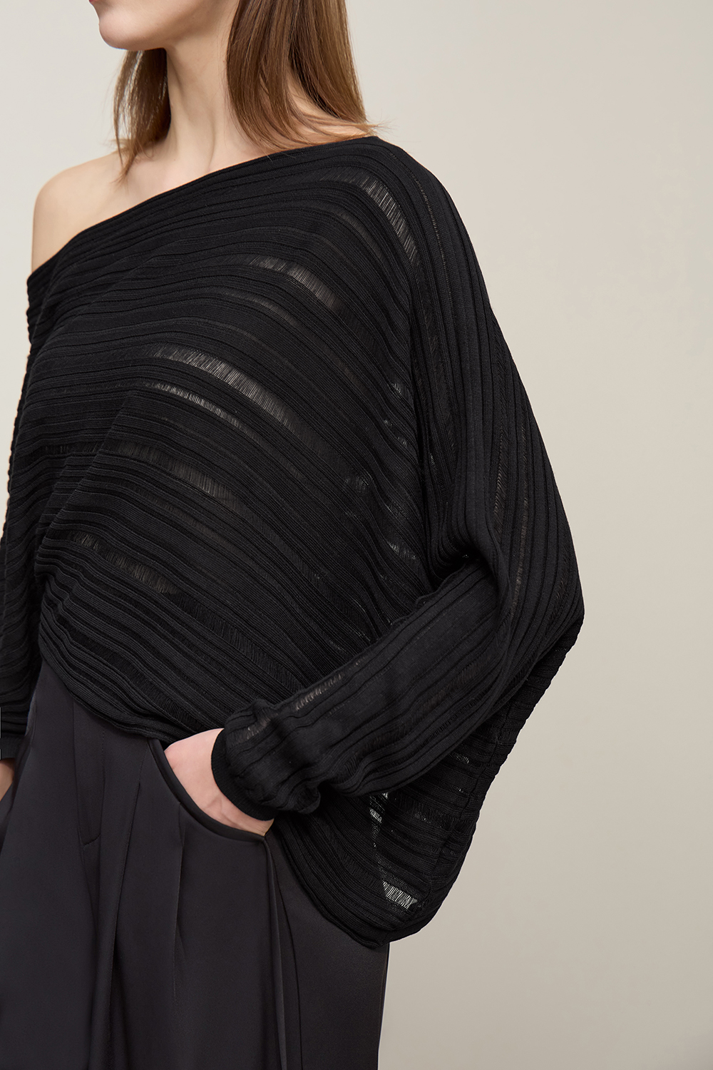 Hollow Stripe Knit Sweater