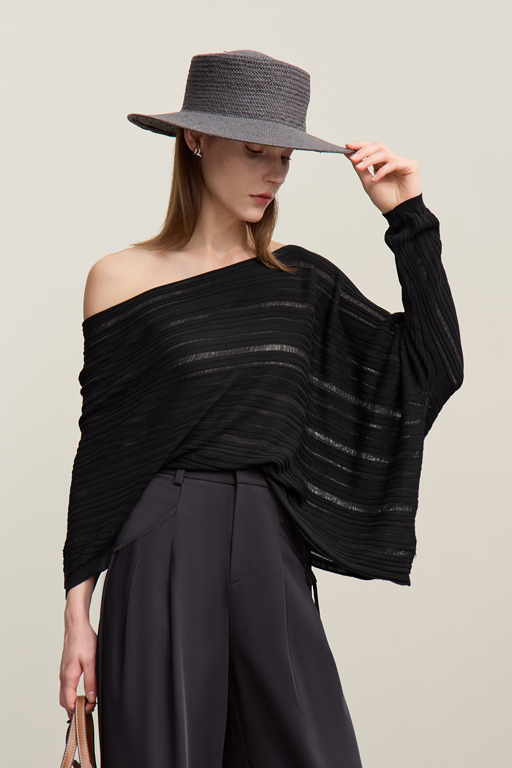 Hollow Stripe Knit Sweater