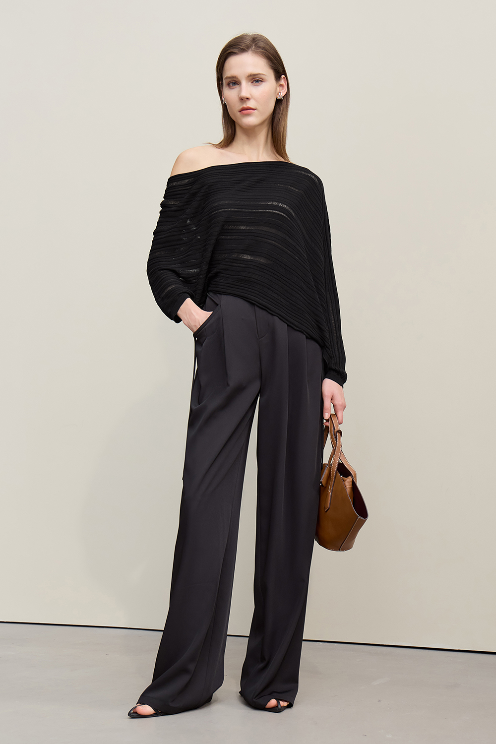 Hollow Stripe Knit Sweater