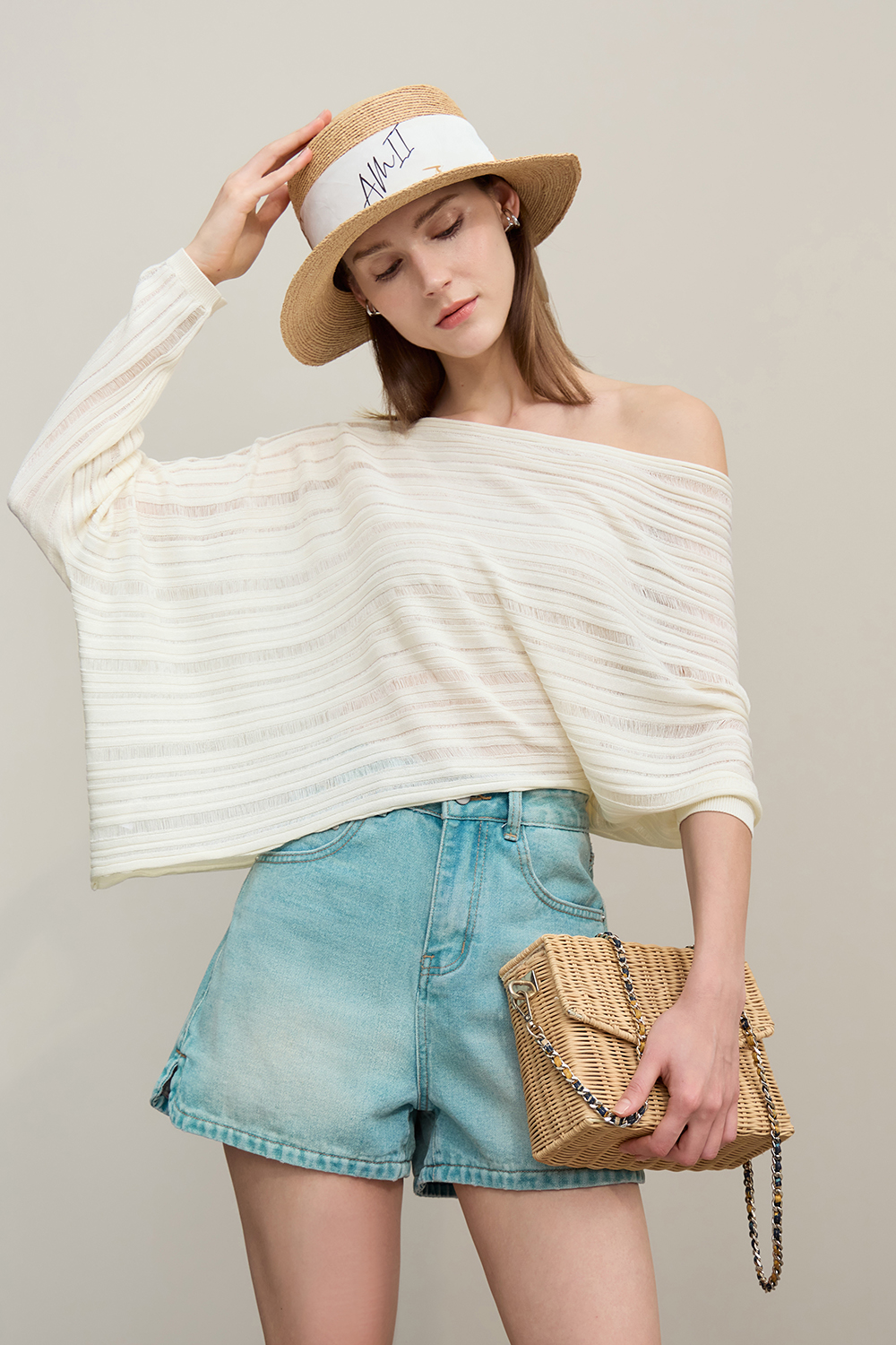 Hollow Stripe Knit Sweater