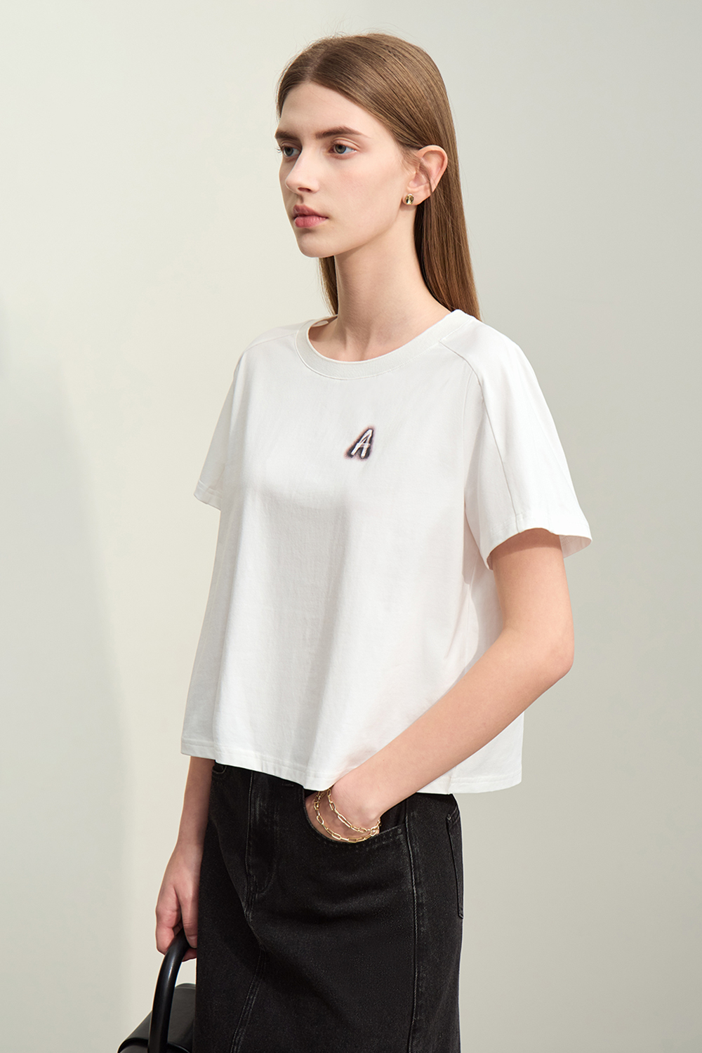 Letter Print Cotton T-shirt