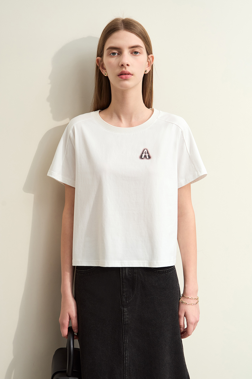 Letter Print Cotton T-shirt