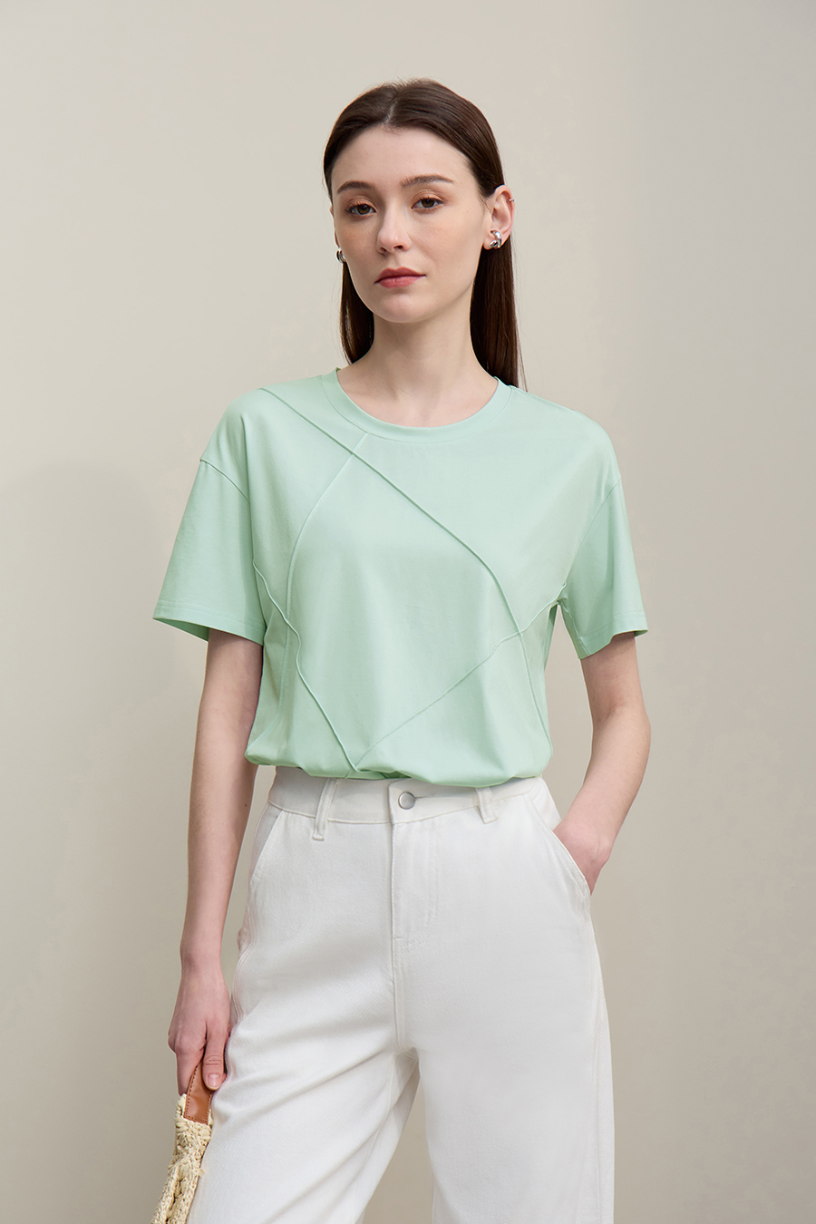 Pin Tuck Panel T-shirt