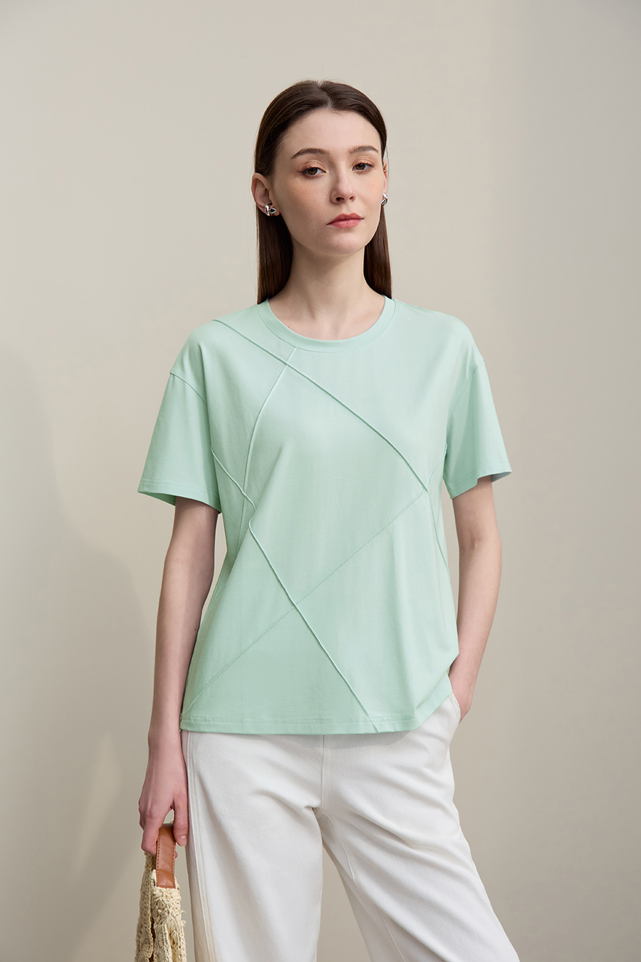 Pin Tuck Panel T-shirt