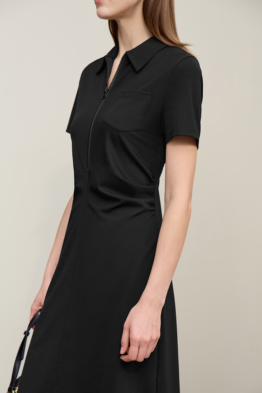 Collared Fitted Waist Dress|AMII