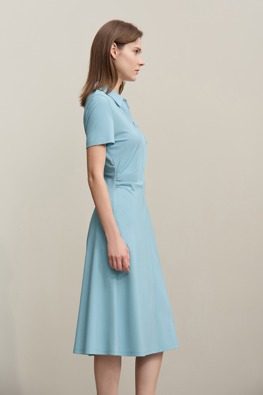 Collared Fitted Waist Dress|AMII