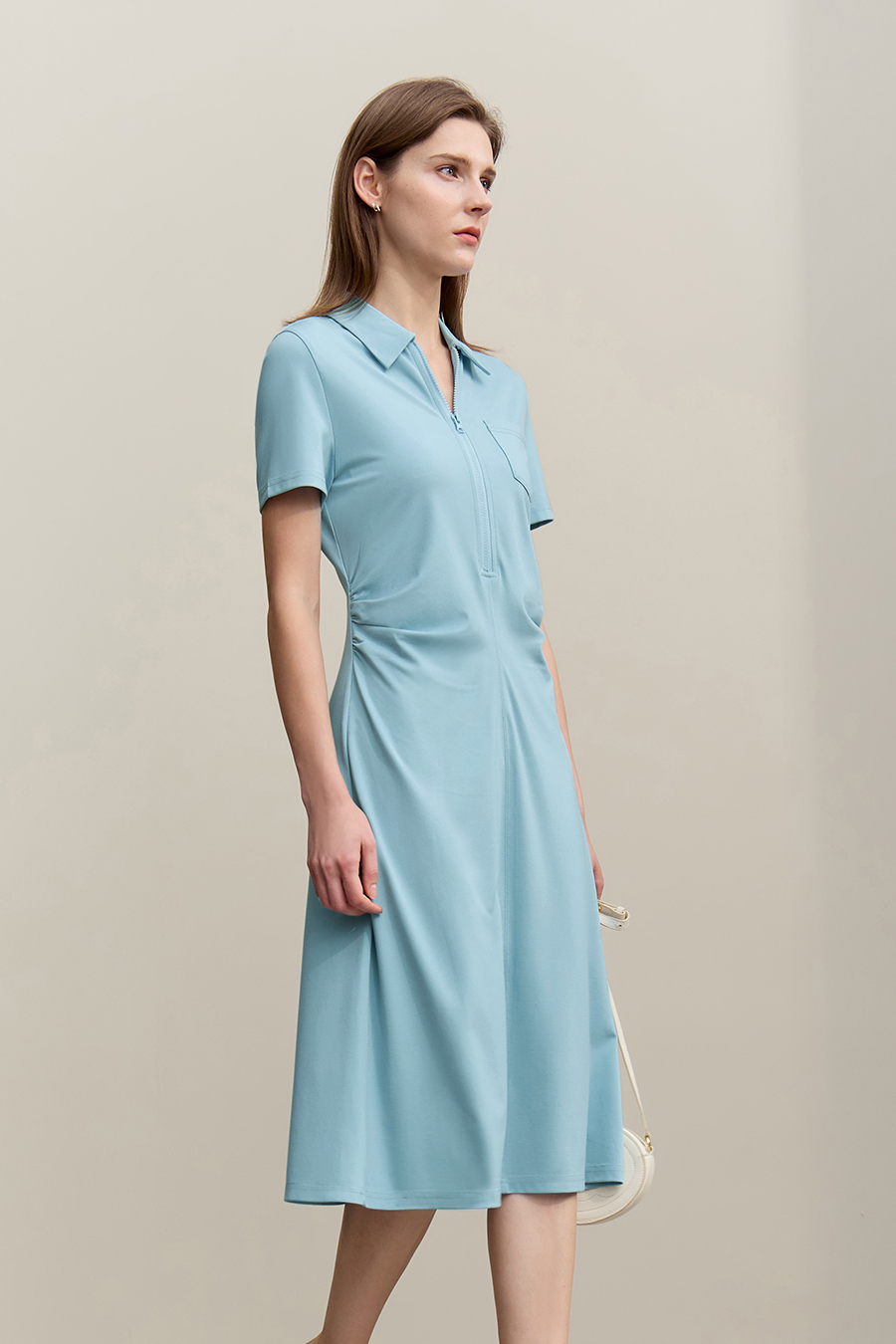 Collared Fitted Waist Dress|AMII
