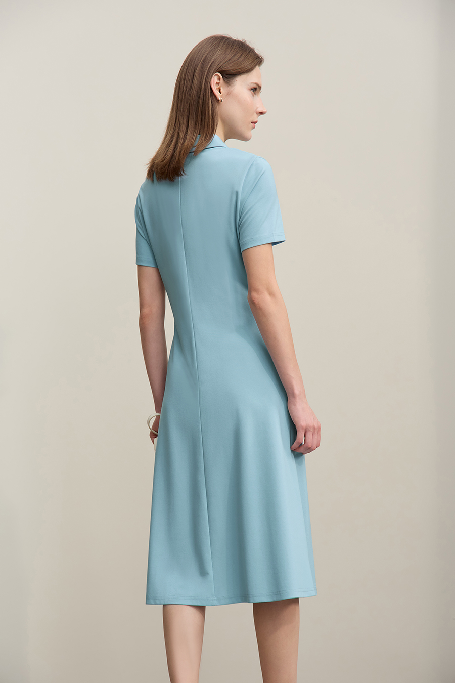 Collared Fitted Waist Dress|AMII