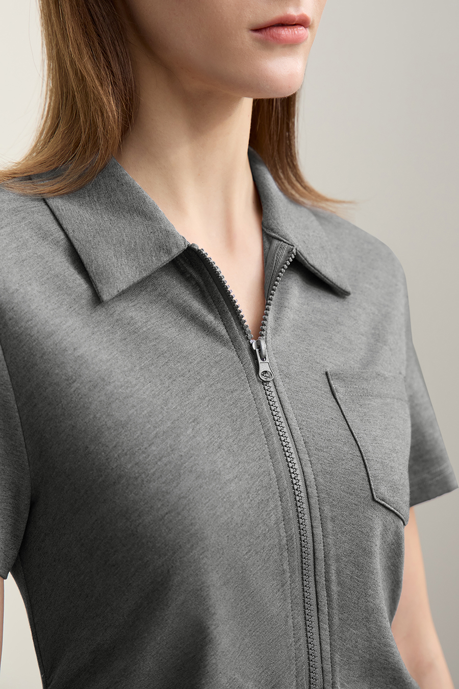 Collared Fitted Waist Dress|AMII