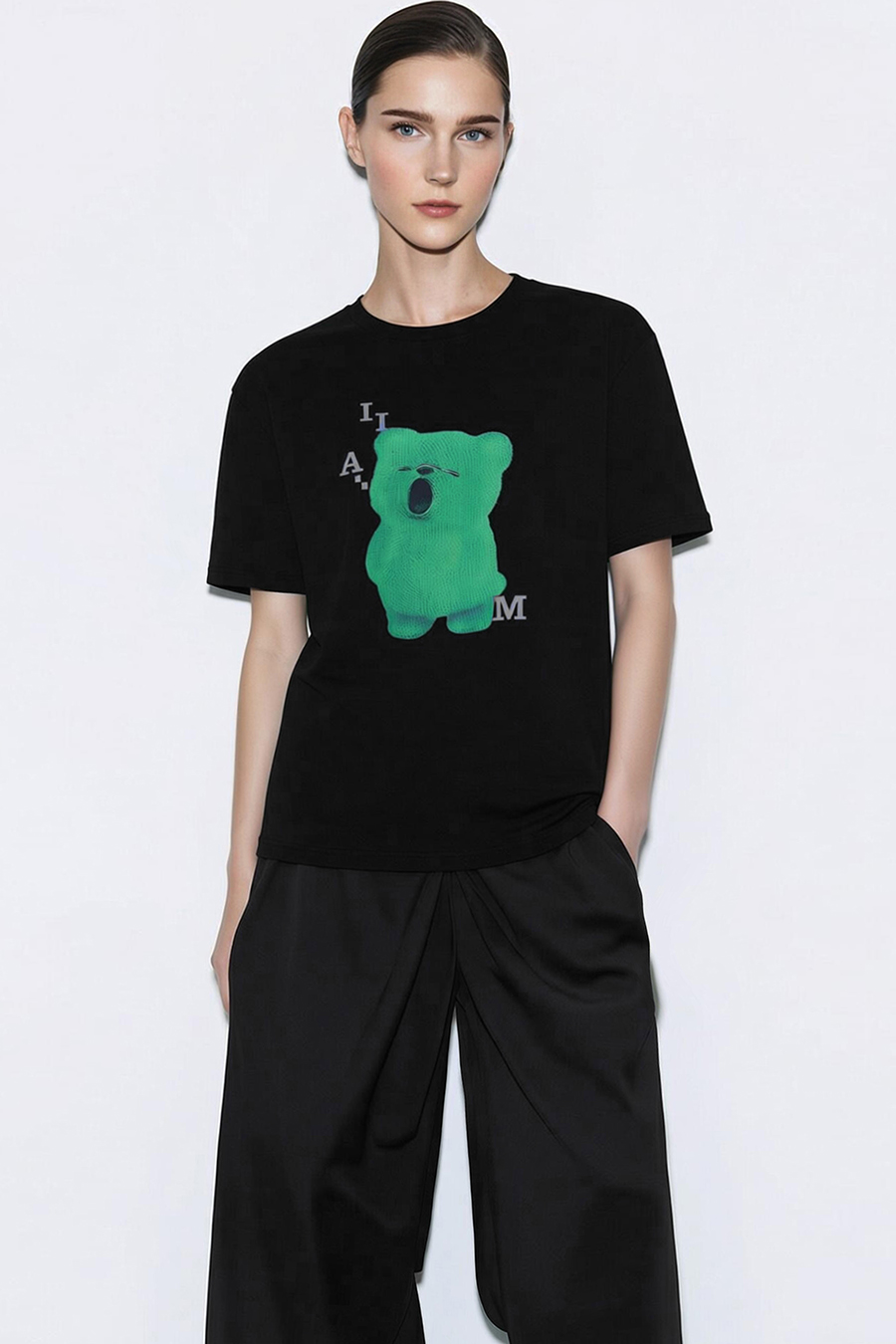 Bear Print Short Sleeve T-shirt|AMII