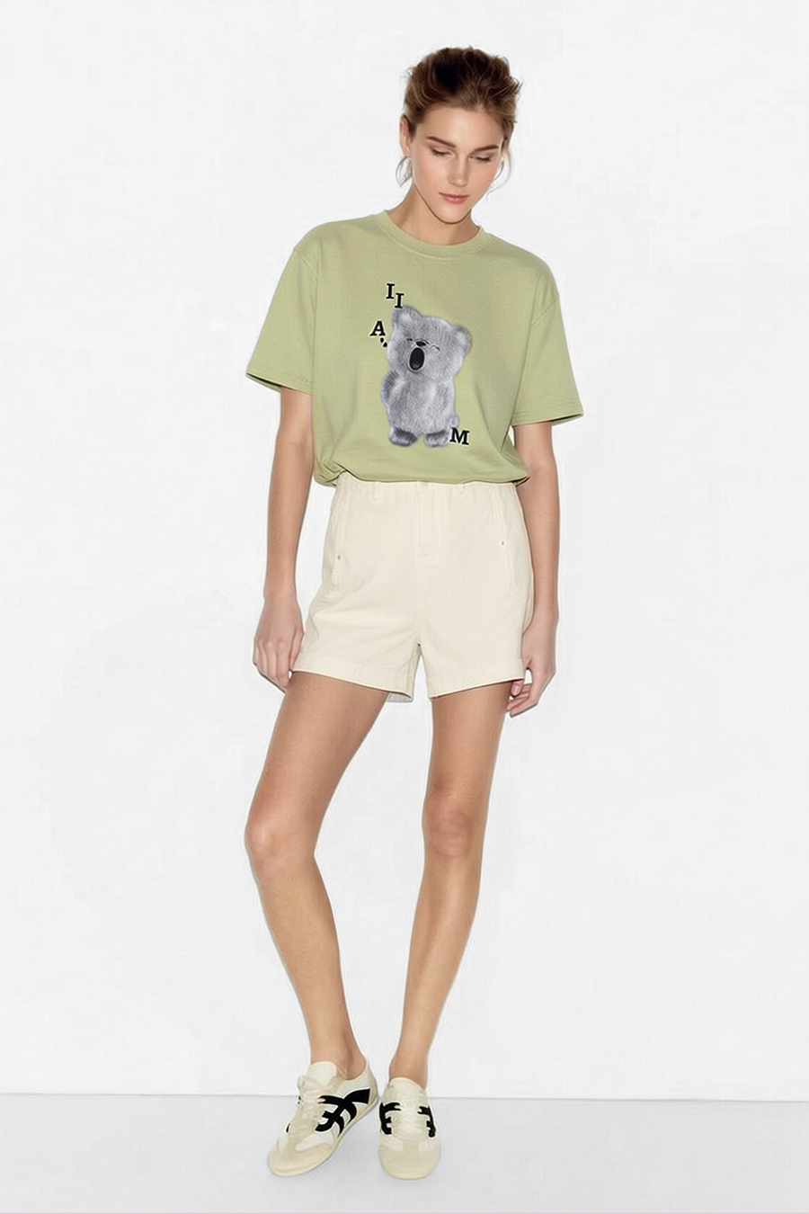 Bear Print Short Sleeve T-shirt|AMII