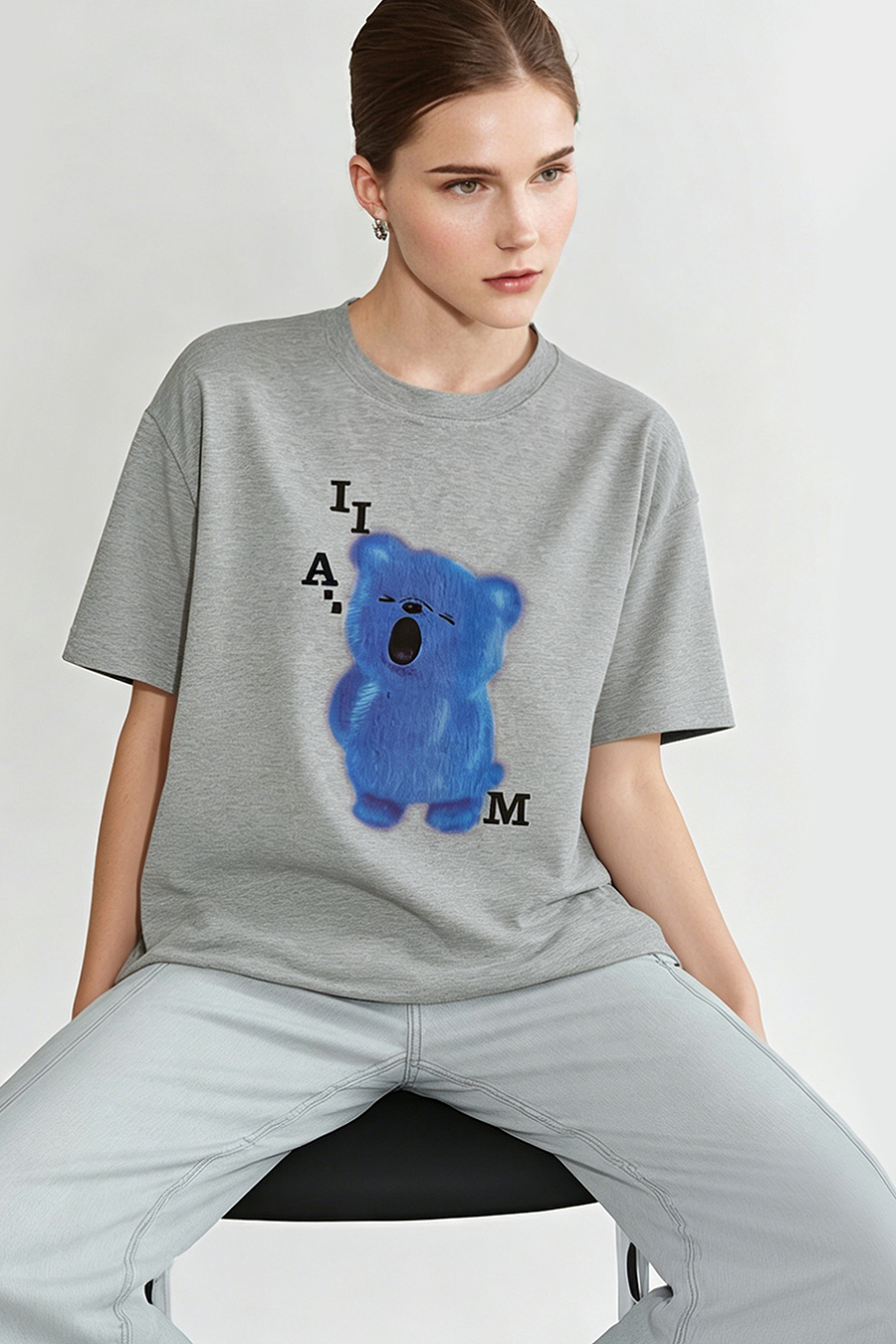 Bear Print Short Sleeve T-shirt|AMII