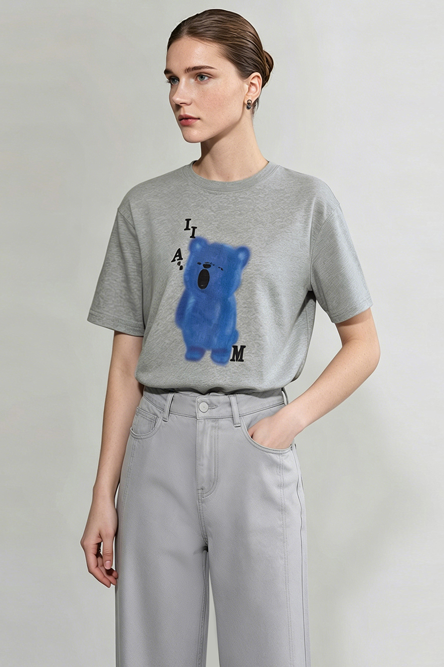 Bear Print Short Sleeve T-shirt|AMII