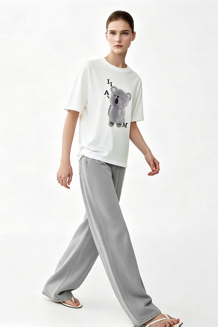 Bear Print Short Sleeve T-shirt|AMII