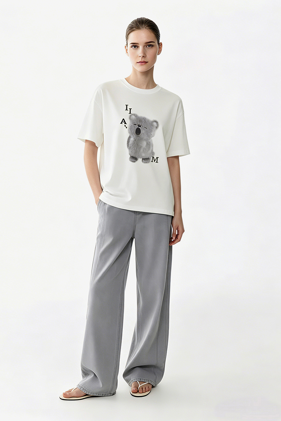 Bear Print Short Sleeve T-shirt|AMII