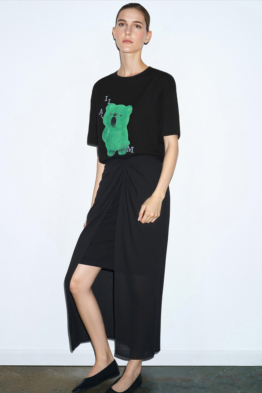 Bear Print Short Sleeve T-shirt|AMII