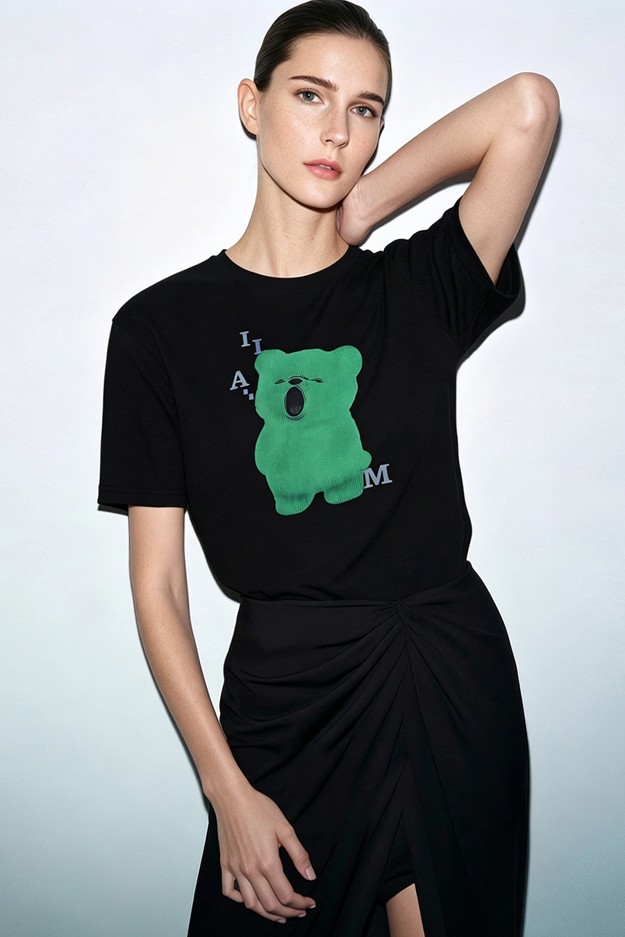 Bear Print Short Sleeve T-shirt|AMII