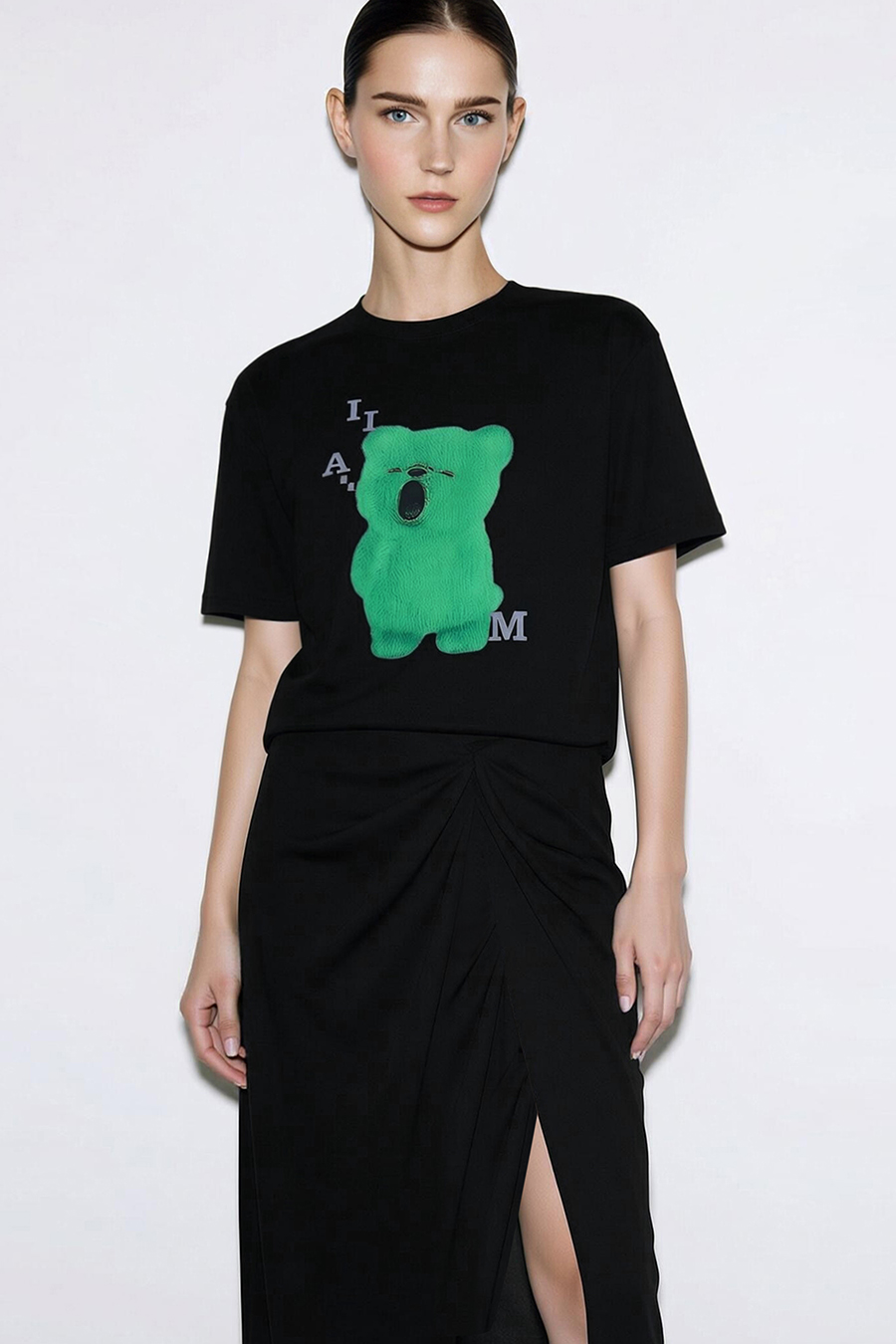 Bear Print Short Sleeve T-shirt|AMII