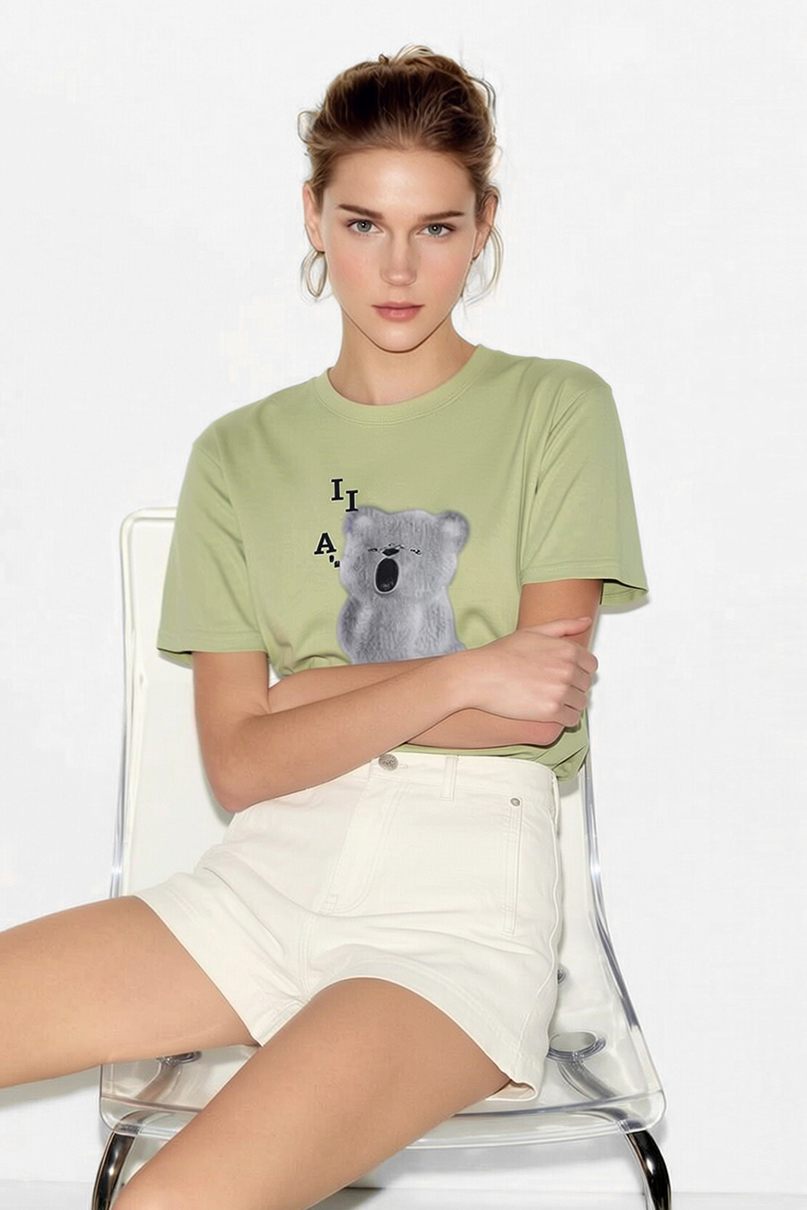 Bear Print Short Sleeve T-shirt|AMII