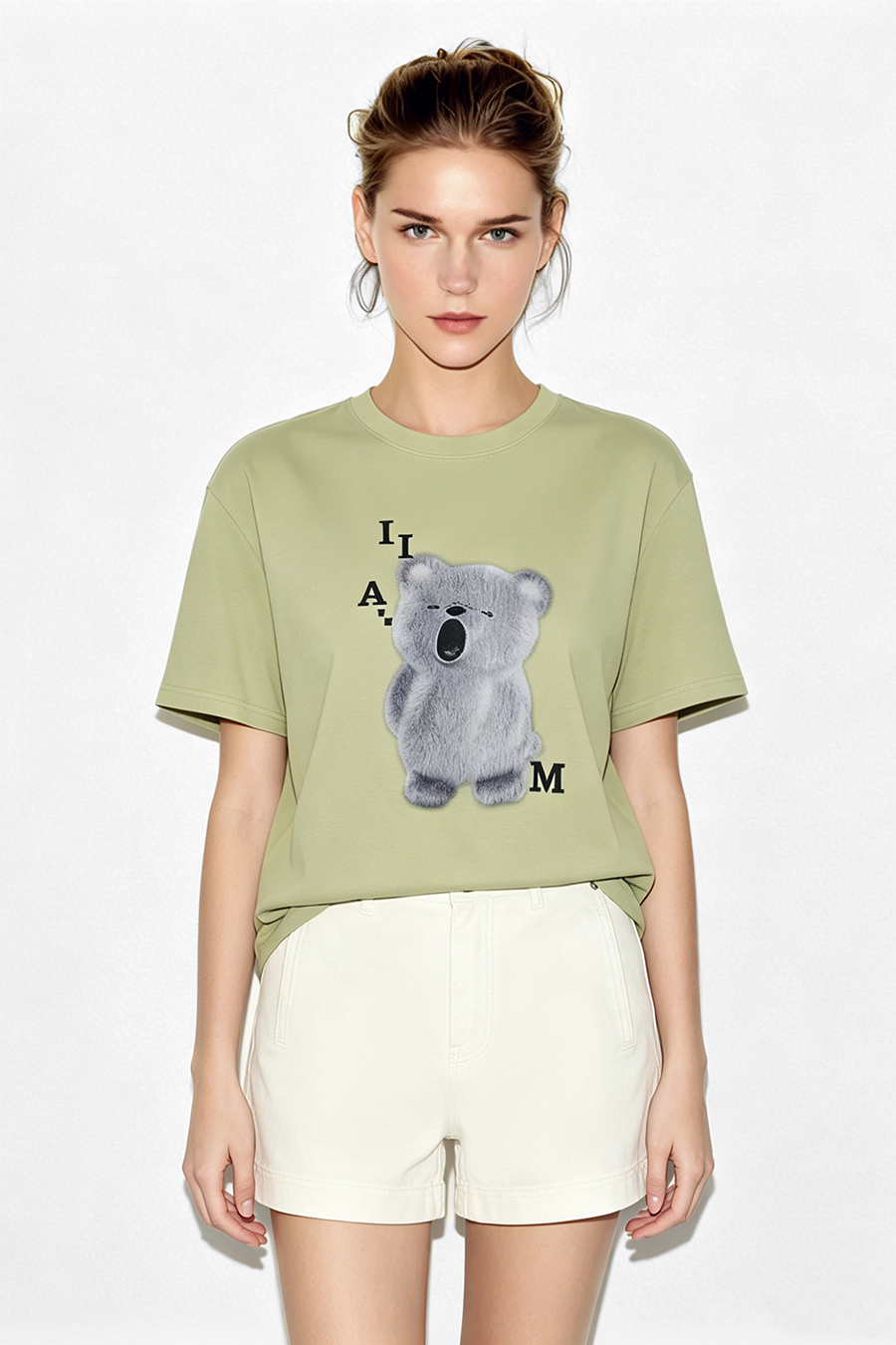 Bear Print Short Sleeve T-shirt|AMII