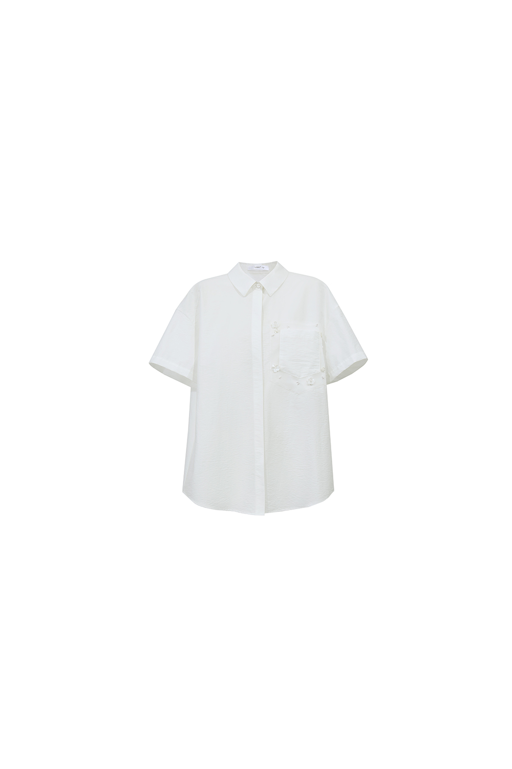 Beaded Floral Lapel Shirt|AMII