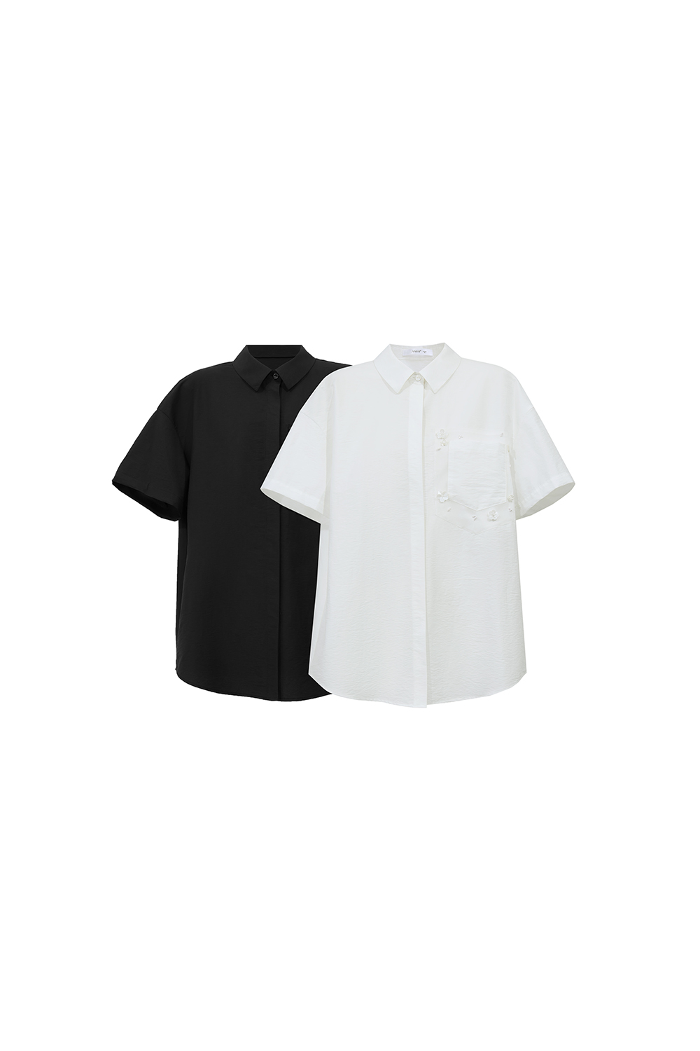 Beaded Floral Lapel Shirt|AMII