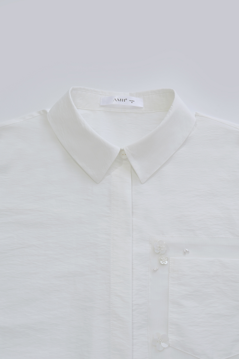 Beaded Floral Lapel Shirt|AMII