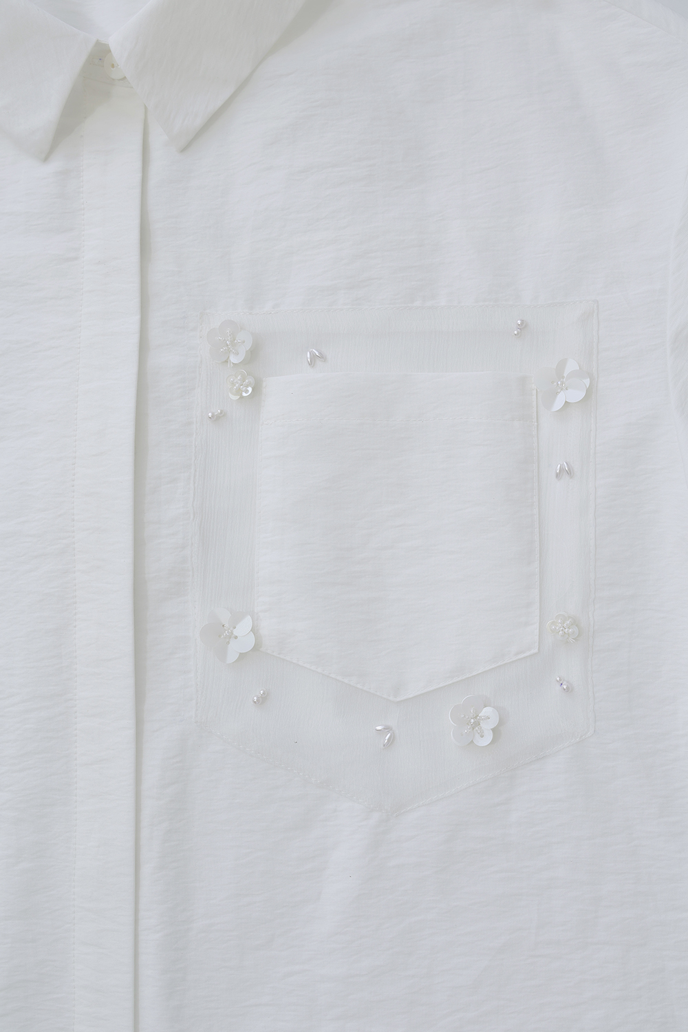 Beaded Floral Lapel Shirt|AMII