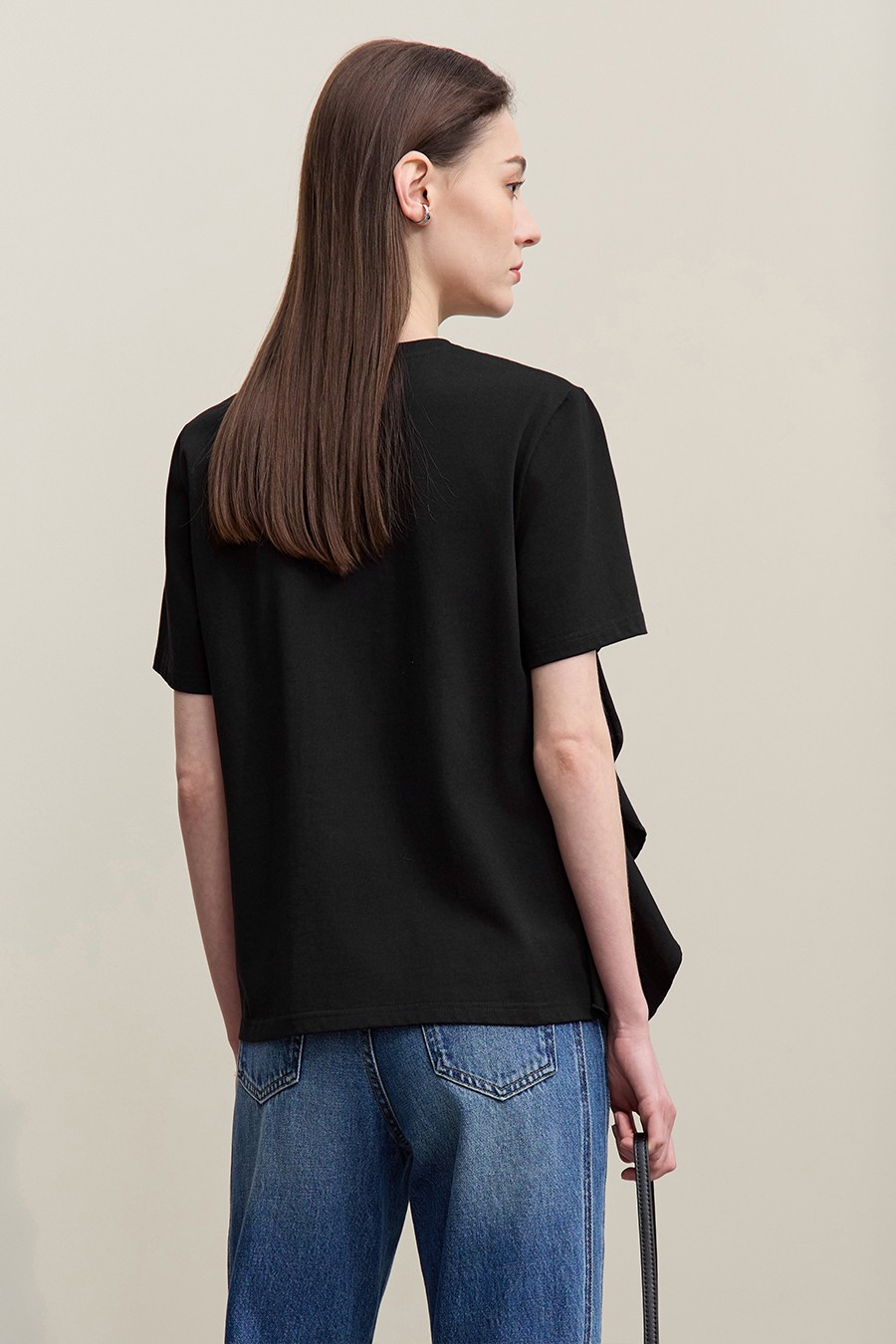 Lace Spliced Ruffled T-shirt|AMII