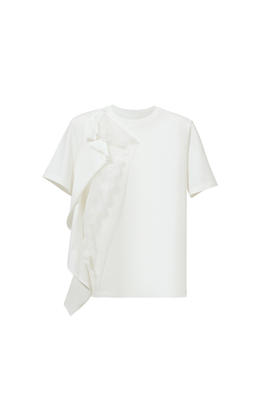 Lace Spliced Ruffled T-shirt|AMII