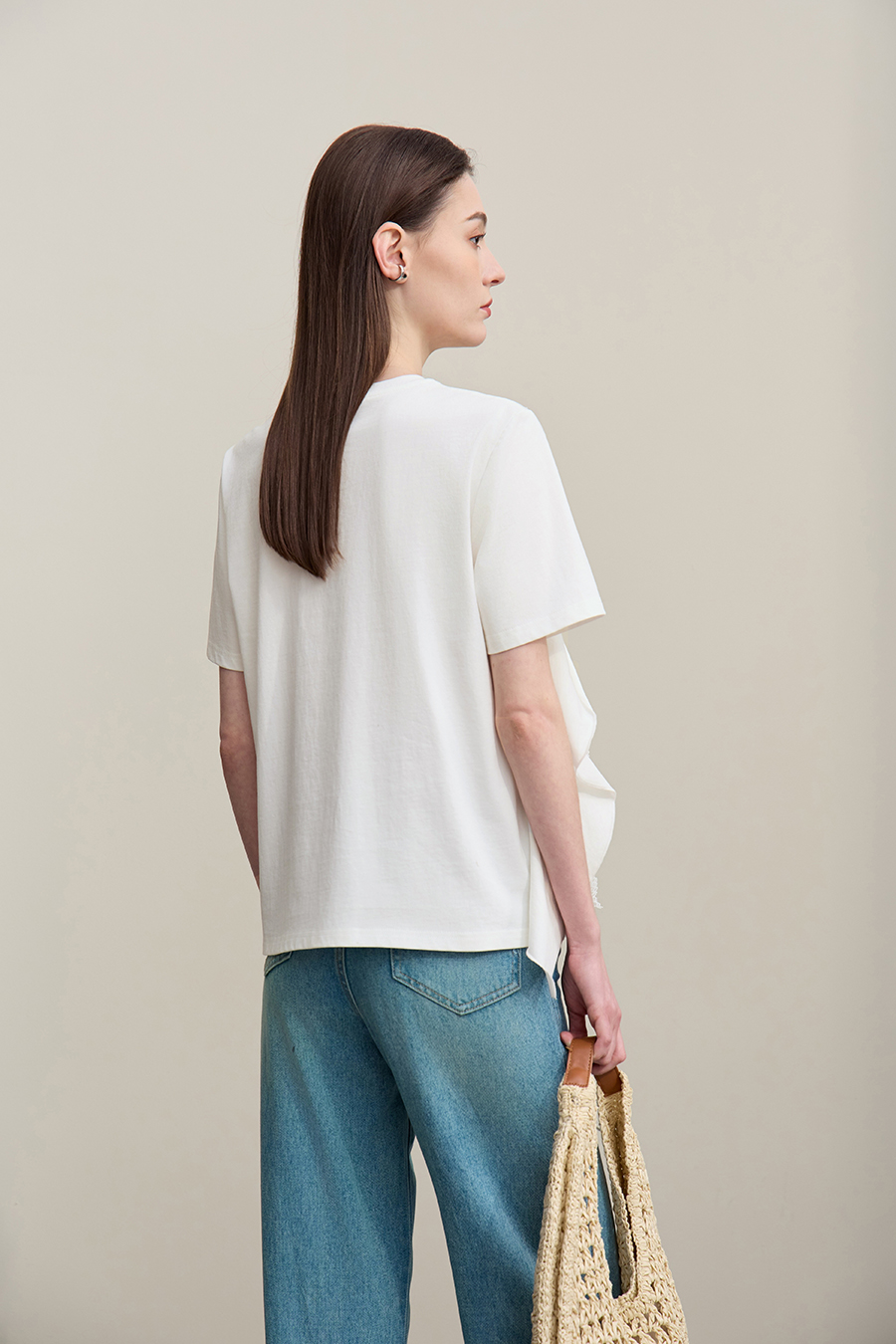 Lace Spliced Ruffled T-shirt|AMII