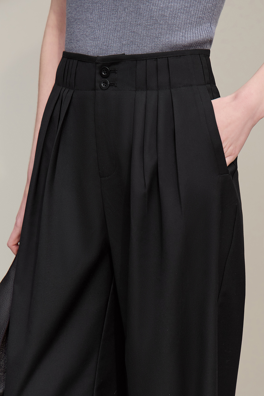 Gathered Wide-leg Casual Pants|AMII