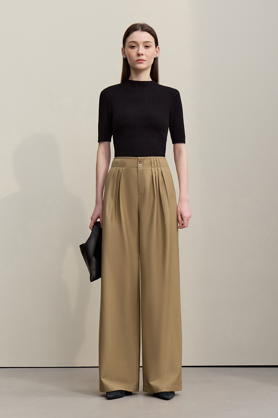 Gathered Wide-leg Casual Pants|AMII