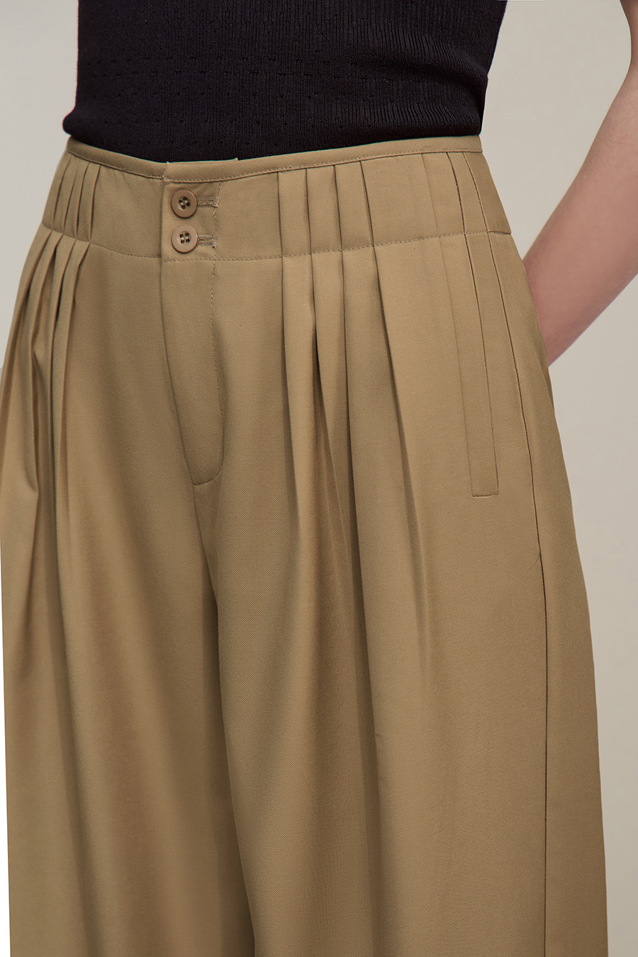 Gathered Wide-leg Casual Pants|AMII