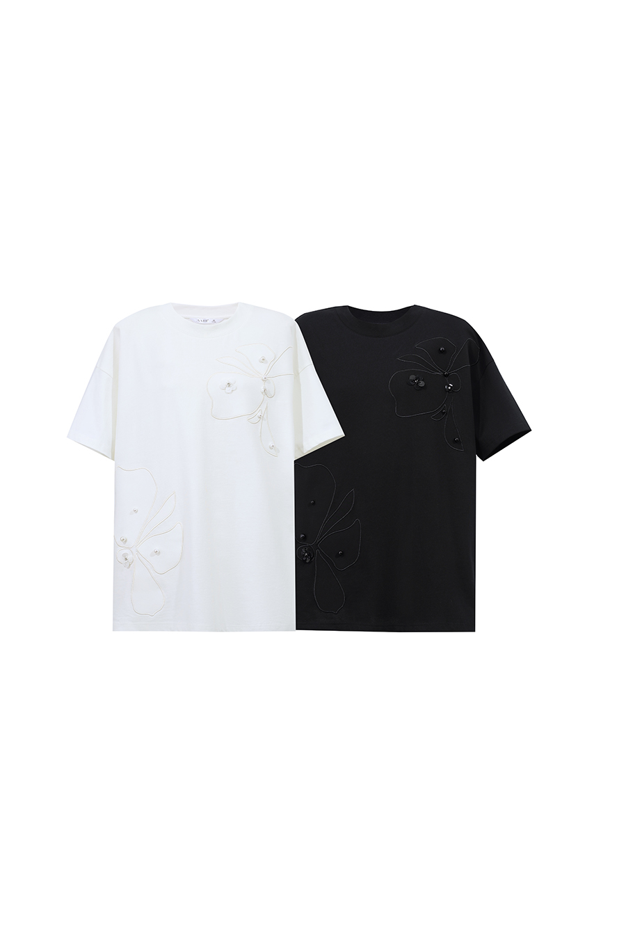 Beaded Flower Applique T-shirt